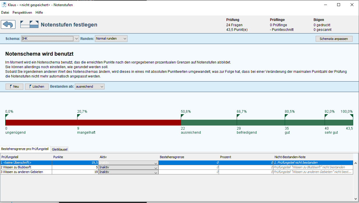 Flexible Notenstufen und Punkte
